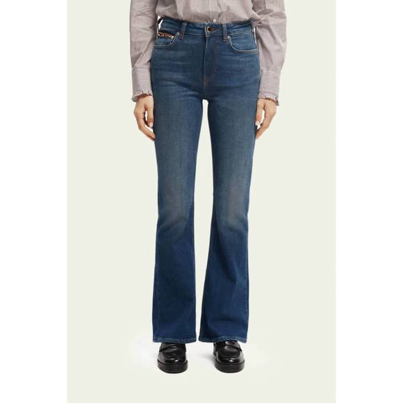 NEW SCOTCH & SODA charm flared organic cotton jeans in blue - Picture 2 of 8